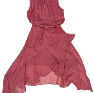 CeCe Rose Pink Sleeveless Tie-Waist Midi Dress Summer Size 4